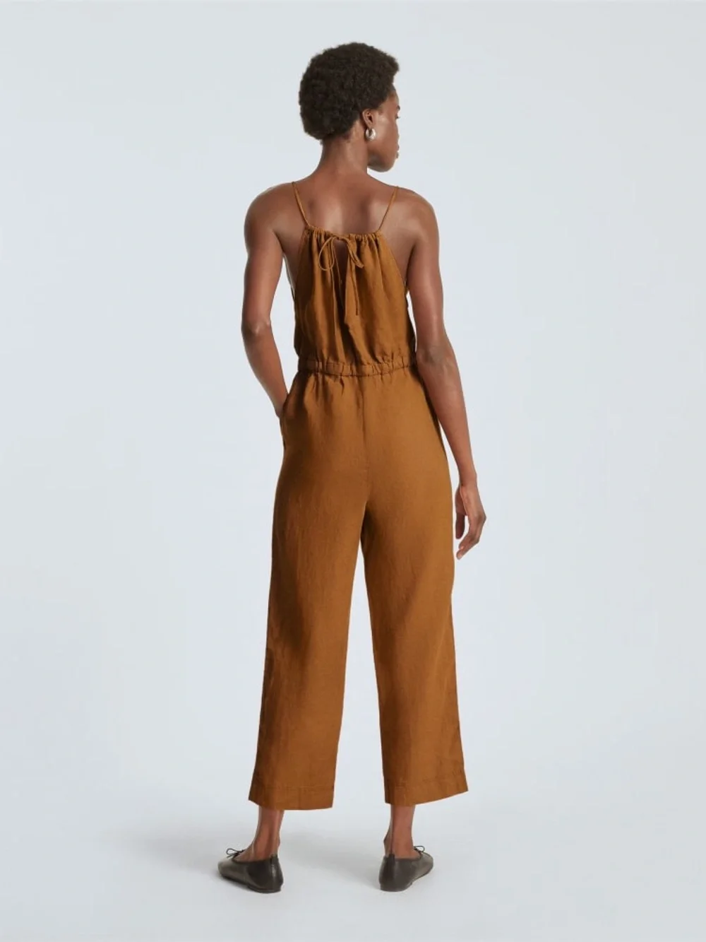 Everlane Linen Shoestring Jumpsuit in Tawny Brown size Medium. New without tag